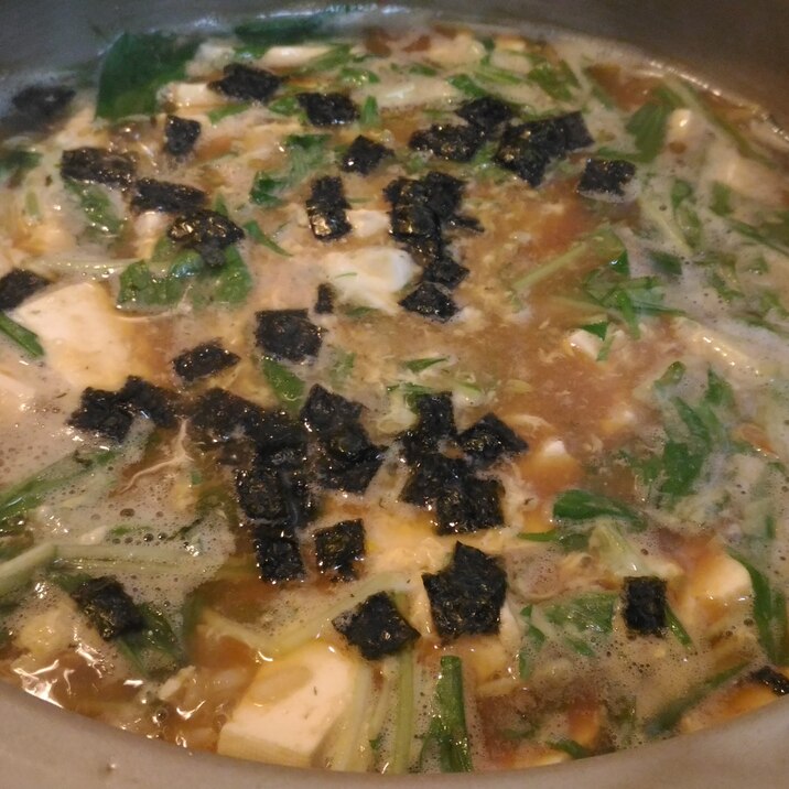 水菜と豆腐の味噌雑炊